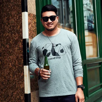

2019 new tide brand Large size Men's T-shirt Long sleeve Loose Casual Animal Print Round Neck T-shirt size 2XL-5XL 6XL 7XL
