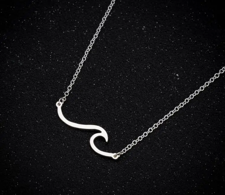 

Free Ship 20pcs Silver Wave Charms Pendant Chain Sweater Necklace Jewelry New