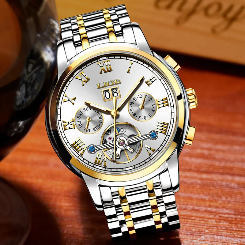 ييج الجديدة الرجال الساعات top ماركة فاخرة الرجال الميكانيكية ووتش الرجل الكامل steel multifunction الأزياء الرياضة ساعة relogio masculino