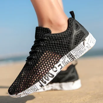 

BVNOBET New Breathable Mesh Men Shoes Non-Slip Rubber Sole Man Sneakers Summer Autumn Plus Size Black Shoes Chaussures Hommes