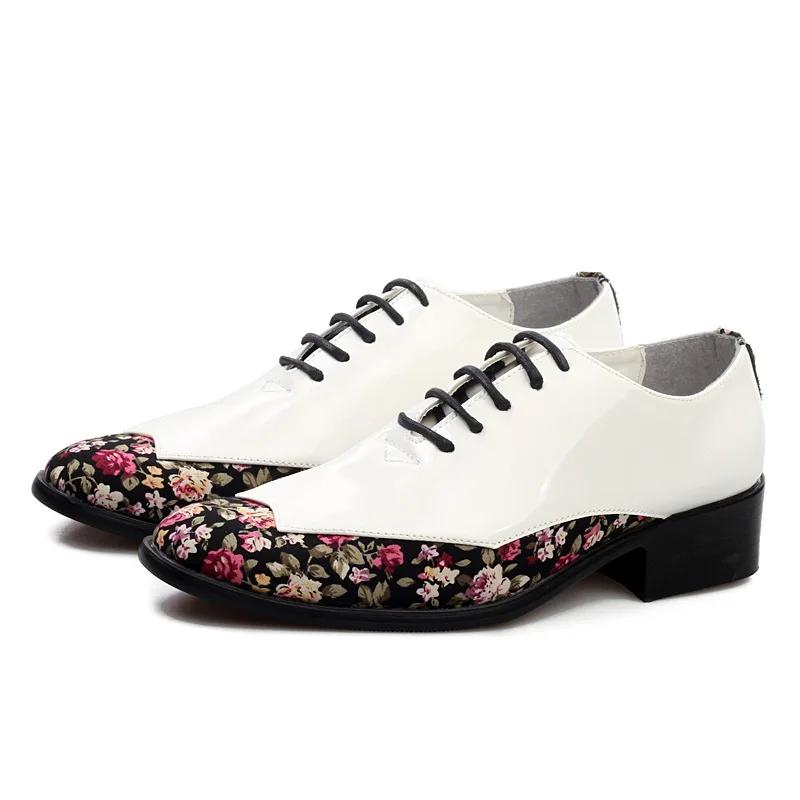 White Leather Shoes Мужские туфли из лакированной кожи; модные модельные туфли-оксфорды с острым носком; Повседневная обувь; официальная обувь для деловых встреч и вечеринок - Цвет: White Leather Shoes