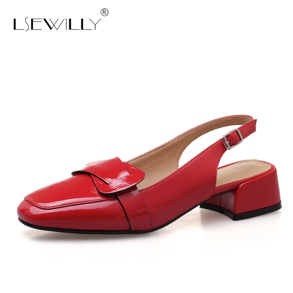 

Lsewilly 2018 New Arrival Women Party Shoes Elegant Square Toe Thick Heel Buckle Pumps Shoes Ladies Plus Size 33-40 Fashion S228