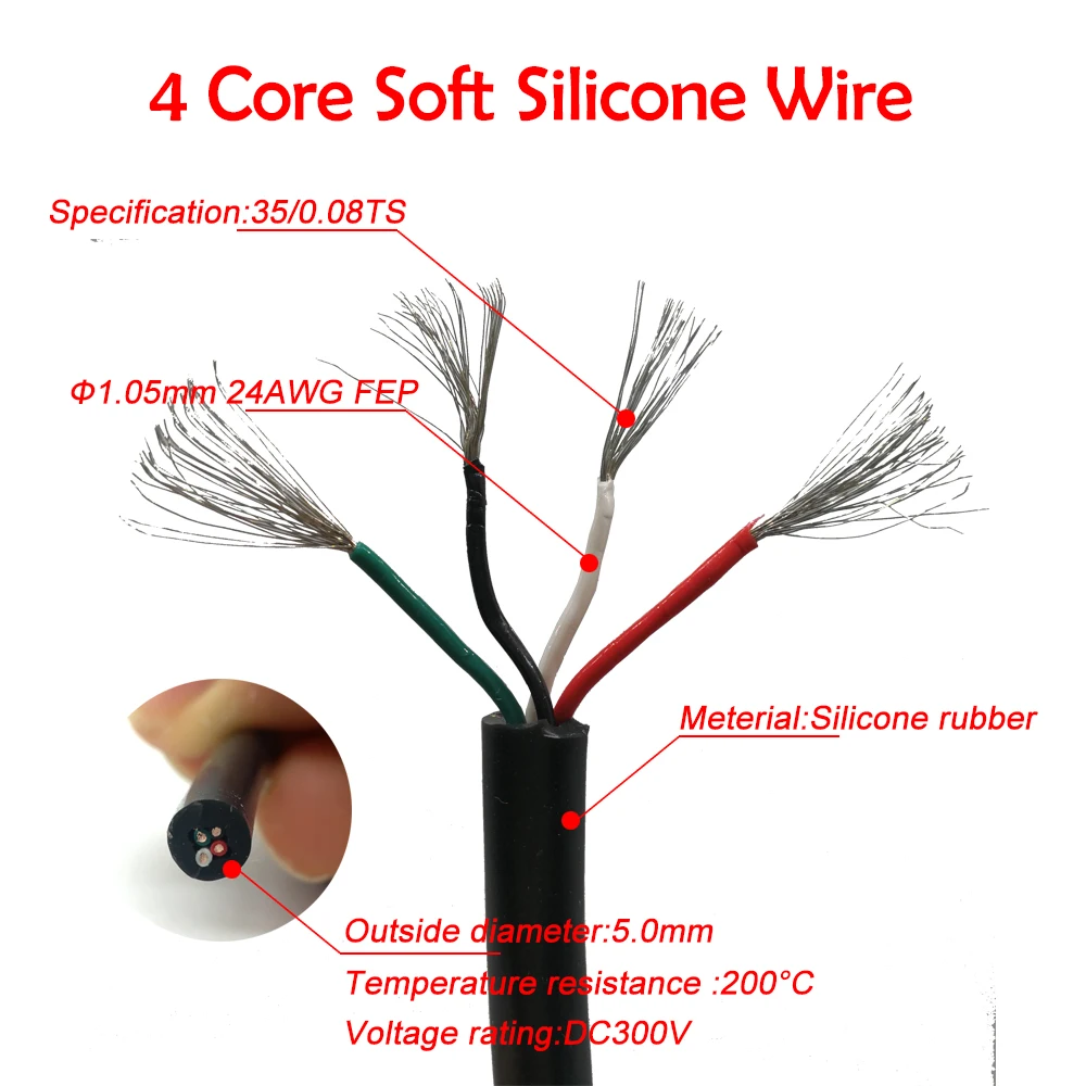 3C/4C/5C core Soft Silicone Wire for T12 soldering iron DIY KITS
