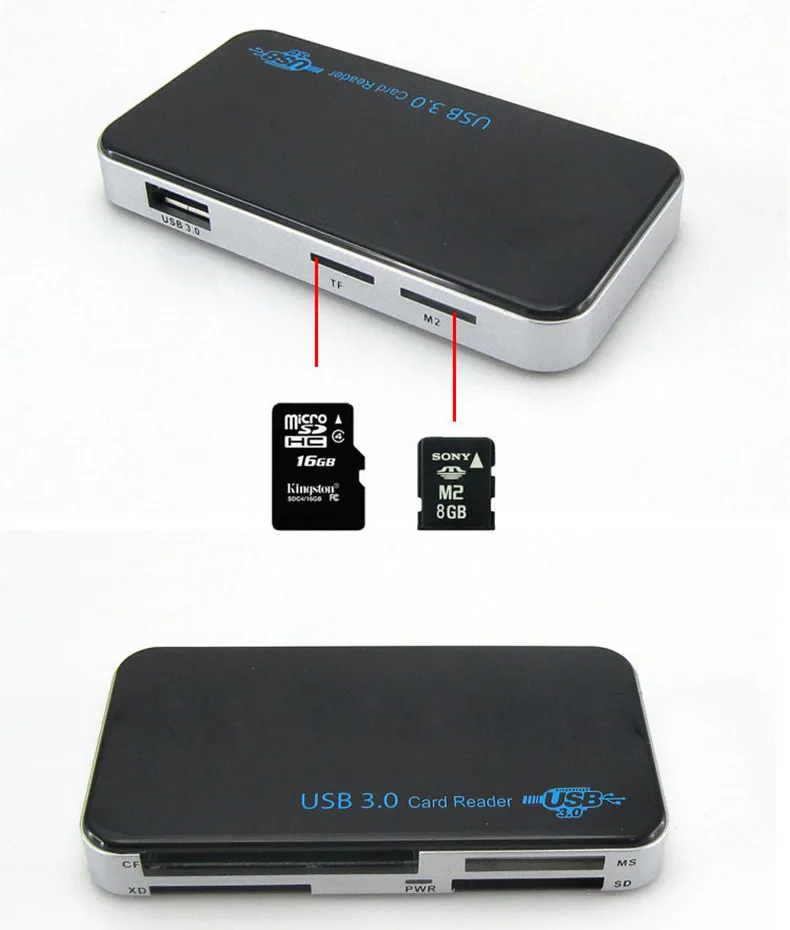 Baolyda USB 3.0 Hub High Speed Card Reader USB 3.0 All in One SD/Micro SD/TF/CF/MS Compact Flash Smart Memory Card Adapter