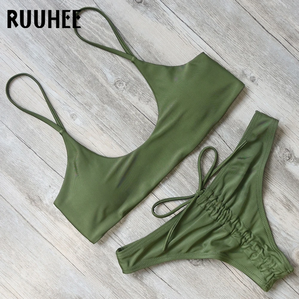 

RUUHEE Bikini Swimwear Women Swimsuit Bikini Set Push Up Padded Bathing Suit Low Wait Swimsuit Drawstring Female Beachwear 2018