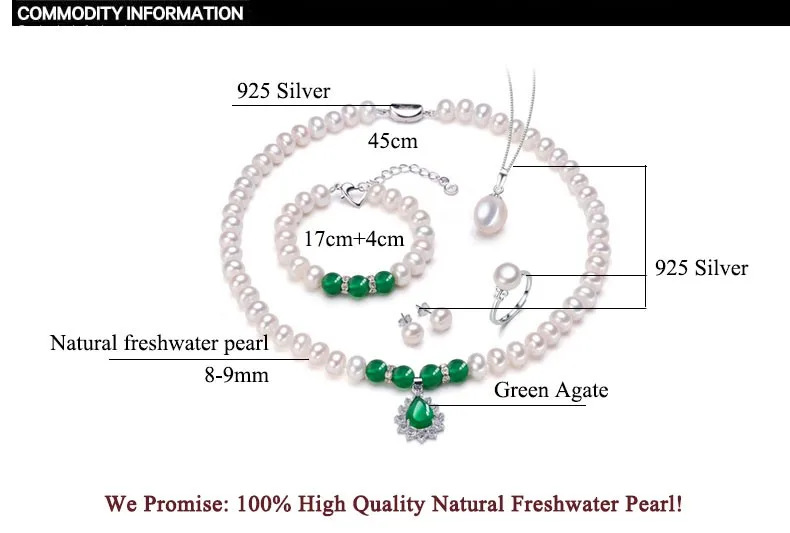 Мода zhboruini ожерелье Жемчужное ювелирное изделие набор натуральный пресноводный жемчуг 925 пробы Серебряное ожерелье браслет серьги для женщин