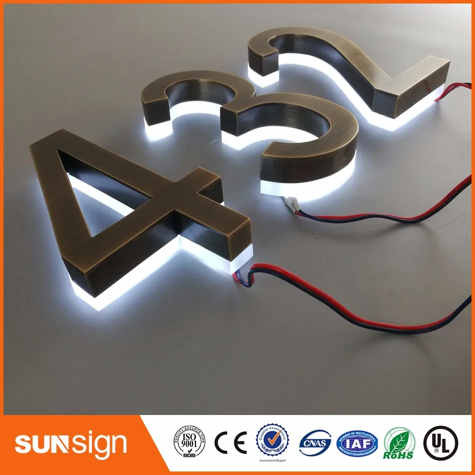 

Custom Home decor stainless steel LED light numbers house