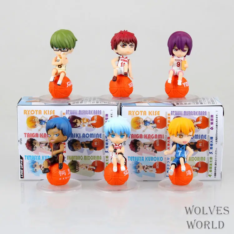 

(6pcs/lot) Action figure Kuroko no Basket Sitting ball cute lovely cartoon doll PVC 6cm box-packed japanese figurine anime A137