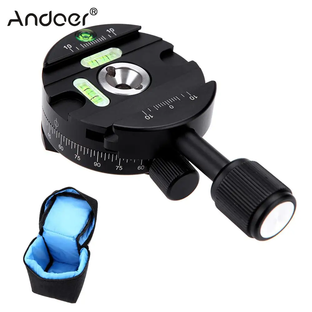 

Andoer 360 Panoramic Panning Base Head Clamp 1/4 Quick Release Plate with Gradienter for Tripod DSLR Camera Compatible with Arca