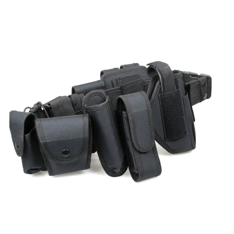 

10 in 1 Multifunctional outdoor Belts Training Military Police Security Oxford Modular Equipment Black Tactical duty belt