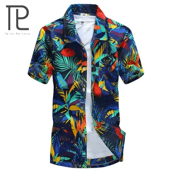 

Tailor Pal Love 2018 Summer Hawaiian Shirt Men Casual Short Sleeve Mens Beach Shirts Floral Printing