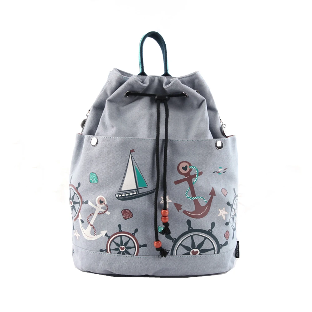 

Vintage Fashion Design Anchor Printing Women Backpack National Retro Travel Casual Daypack mochila escolar feminina Bagpack
