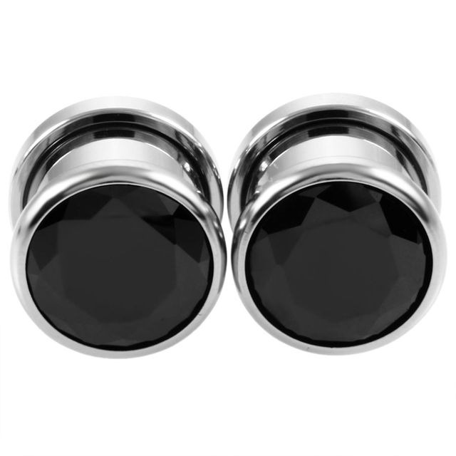 Stainless Steel Top Quality Crystal Zircon Ear Tunnels Plug Screw Fit Colorful Ear Flesh Gauge Ear Expanders Jewelry