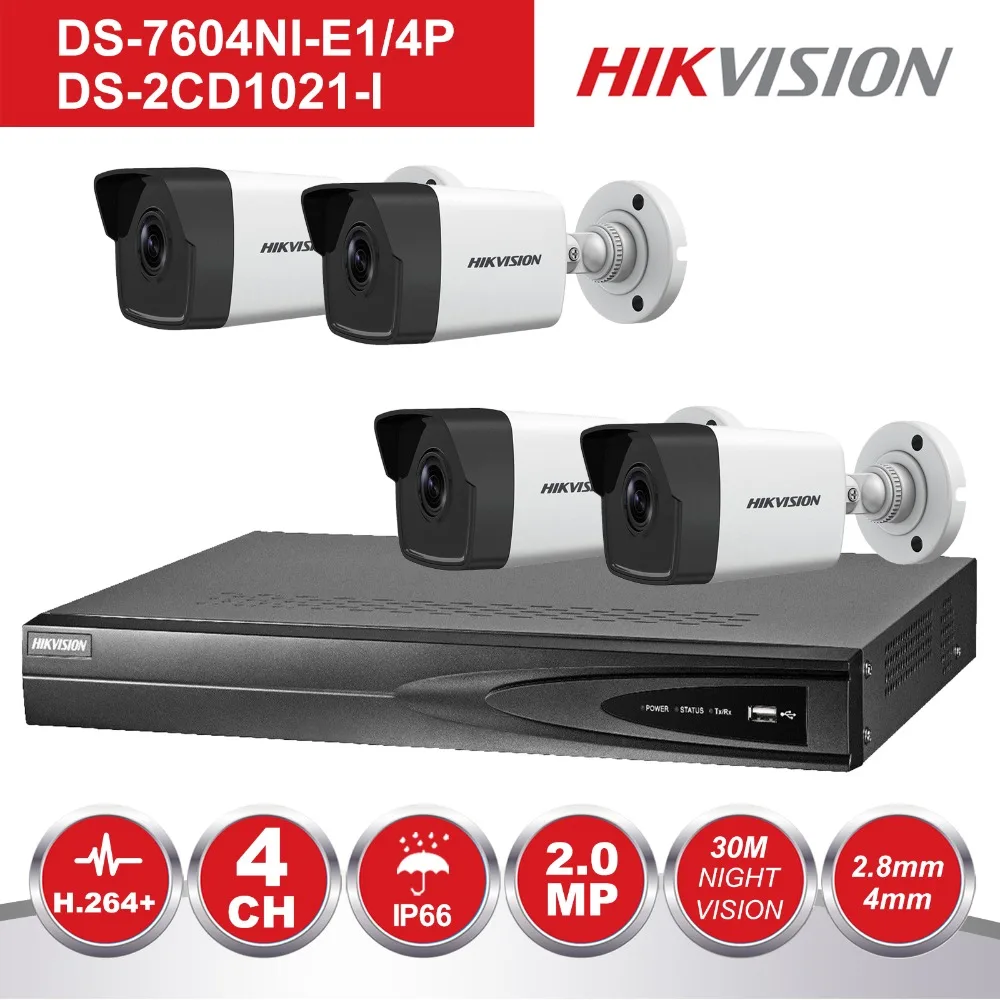 Hikvision 4CH NVR KIT 1080P CCTV System Record 2MP PoE IP Camera P2P
