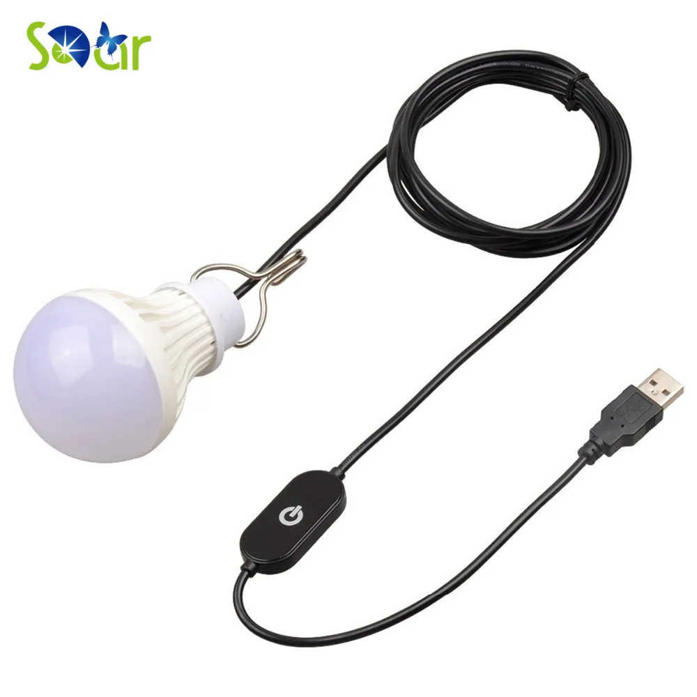 5V 5W Camping LED Bulb USB Port Touch Switch Outdoor LED Light 10 LEDs