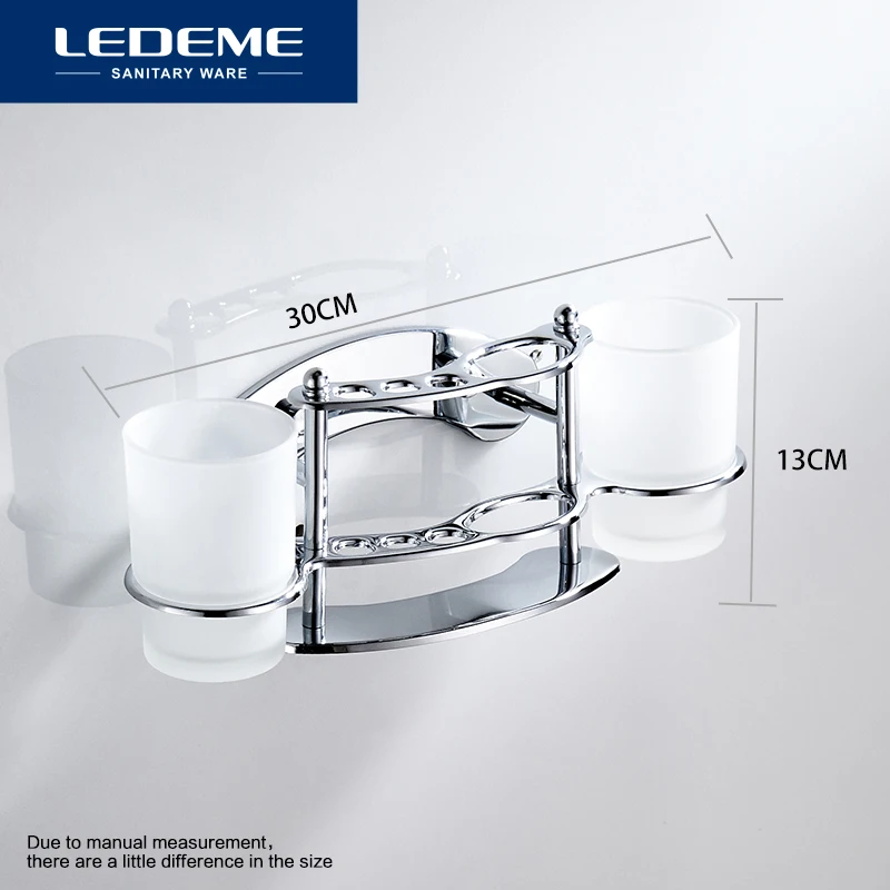Billige LEDEME Zahnbürste Halter Bad Familie Zahnbürste Tassen Tumbler Halter Chrome Bad Glas Tasse Multifunktions Halter L101