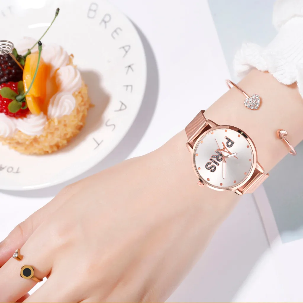 

bayan kol saati Simpl Stylish Paris Alphabet Plate Without Digital Scale Ladies Quartz Watch montre femme women watches #10