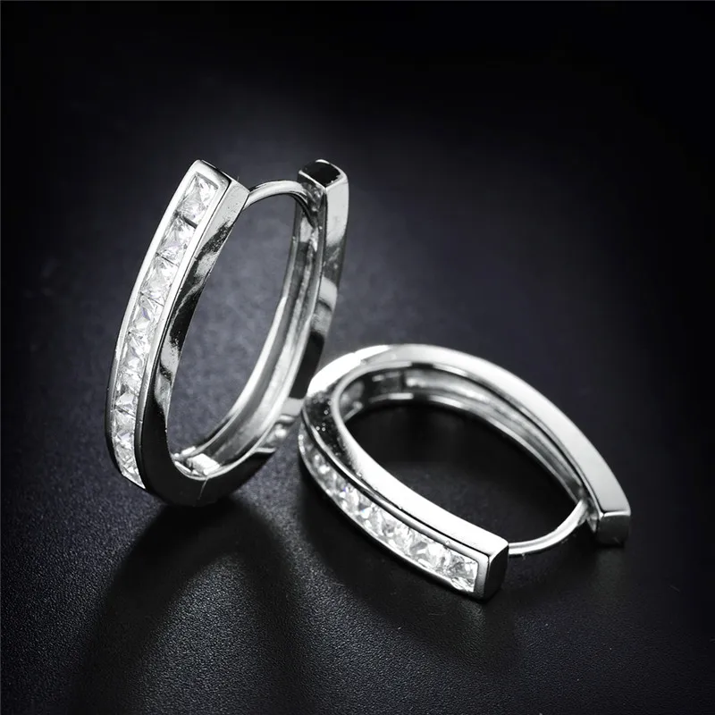 BUDONG модная большая серьга-кольцо для женщин серебро/золото-цвет Принцесса Кристалл Кубический цирконий Свадебные Huggie ювелирные изделия XUE100