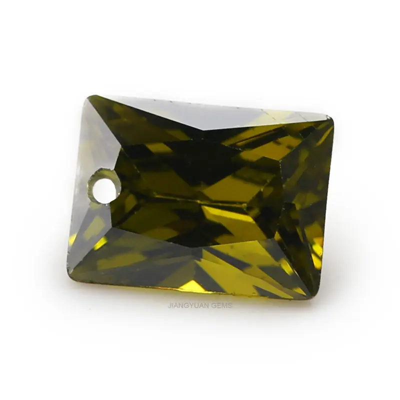 

6x8mm AAAAA Rectangle Hole Cubic Zirconia Stones Olive Green Princeses Cut CZ Stone