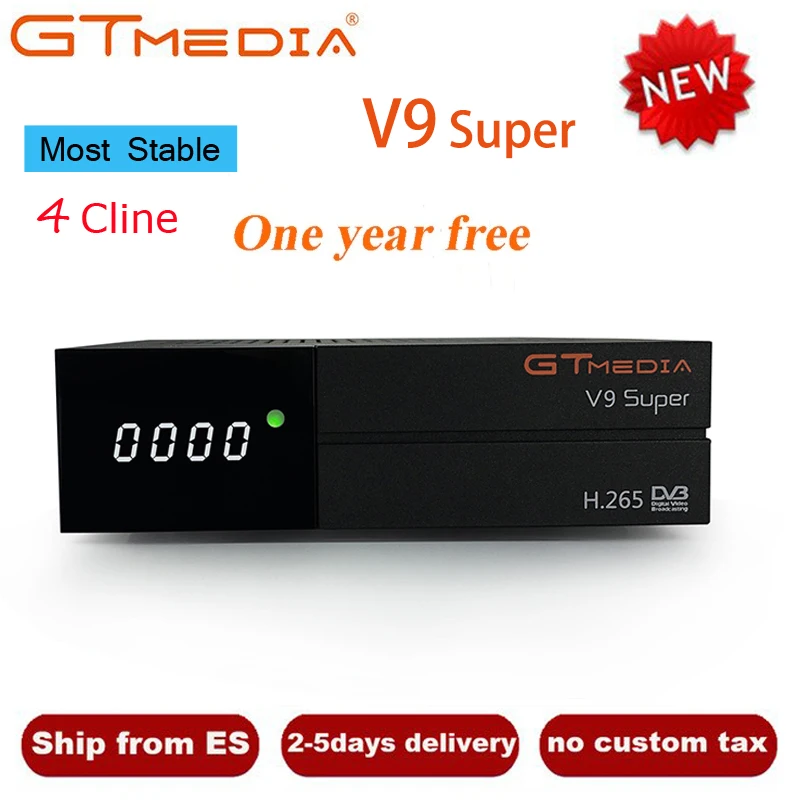 

GTMedia V9 Super Satellite Receiver Bult-in WiFi with 1 Year Spain Europe Cccam Full HD DVB-S2/S Freesat V9 Super Receptor