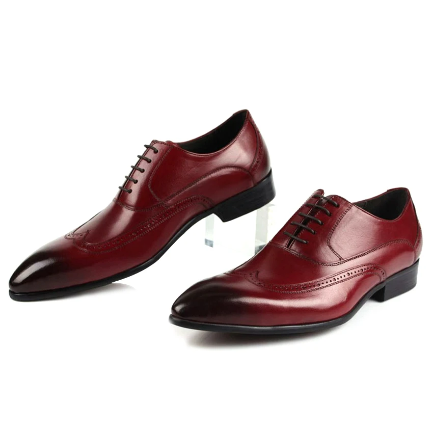 Wingtip De New Robe Mariage Pointu Véritable Rouge Formelle Richelieu Oxfords Ymx220 Homme Vache Bout Hommes vin Vintage Sculpté Main En Noir Chaussures Cuir PPnxYZ6