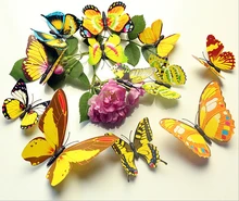 Decors Art decal 12pcs/packet PVC 3D Butterfly Tatoos Wall Sticker Home Decoration Decals home DIY stickers Free shipping