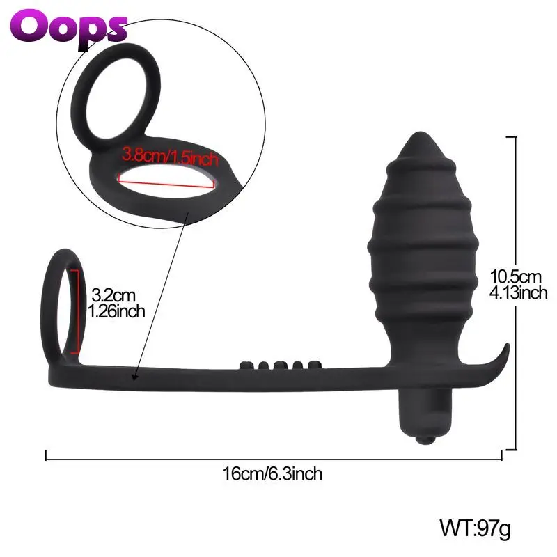 Male Prostate Massager Anal Penis Ring Silicone Vibrating Butt Plug Cock Ring Anal Sex Toy for Men 4