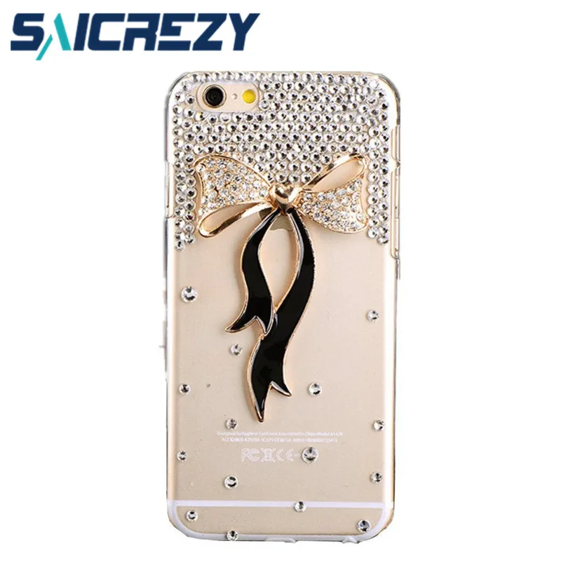 

Good Quality For iphone X XS Max XR case Bowknot Bling Rhinestone Crystal Back Phone cover For iphone 5 5s 6 6s 7 8 plus Case