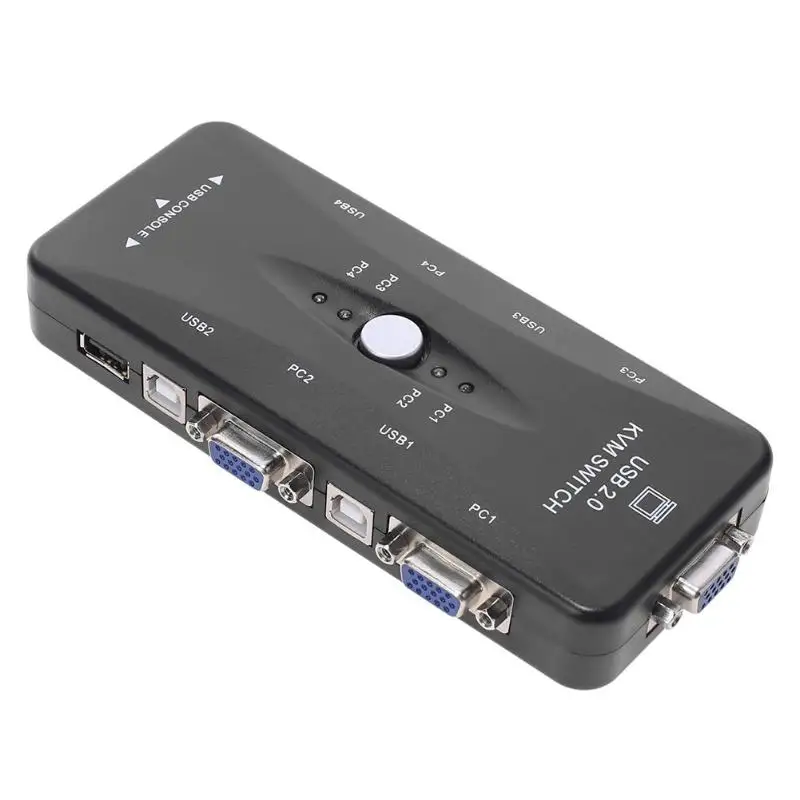USB2.0 KVM Switch 4 Порты селектор VGA печати Авто-переключатель мониторная коробка VGA Splitter 1920x1440 USB 2,0 kvm-переключатель
