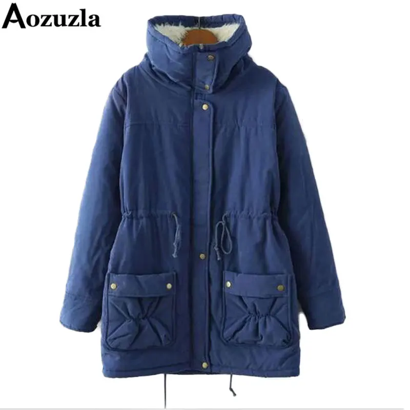 

Winter Cotton Coat Women New 2017 Solid Slim Outwear Medium-Long Wadded Jacket Thick Hooded Cotton Wadded Warm Parka Plus Size