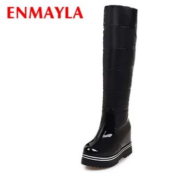

ENMAYLA Fashion Platform Shoes Woman Winter Wedges Warm Down Boots Women White Red Black Knee High Boots