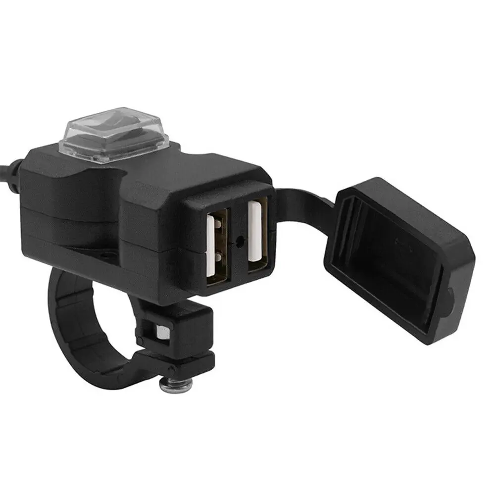 

Motorcycle Handlebar Charger Adapter With Dual USB For Mobile Phone Waterproof