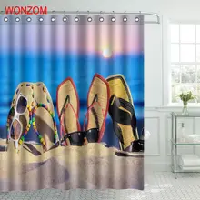 WONZOM Sunrise Beach Shower Curtain Fabric Bathroom Decor Decoration Cortina De Bano Polyester Sandals Bath Curtain With Hooks WONZOM Sunrise Beach Shower Curtain Fabric Bathroom Decor Decoration Cortina De Bano Polyester Sandals Bath Curtain With Hooks