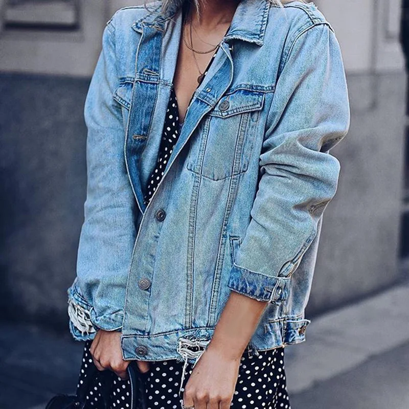 LASPERAL Autumn Winter Women Loose Casual Denim Jacket