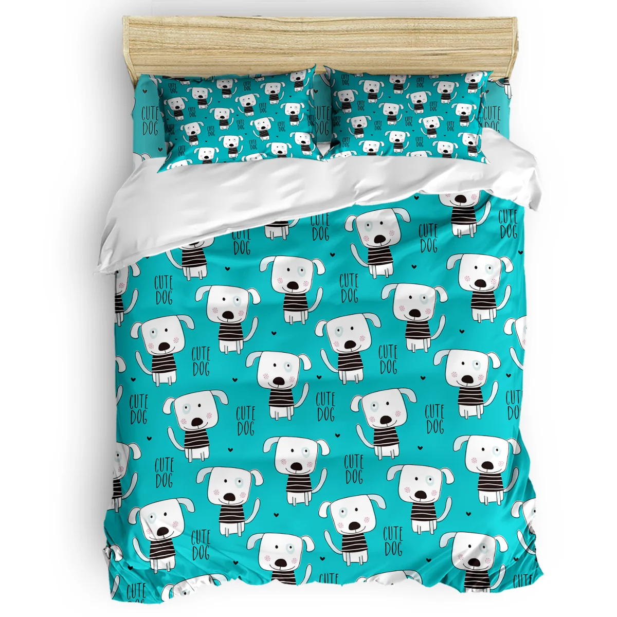 

Cute Dog 4 Piece Bedding Set Modern Duvet Cover Set Bedroom Decor