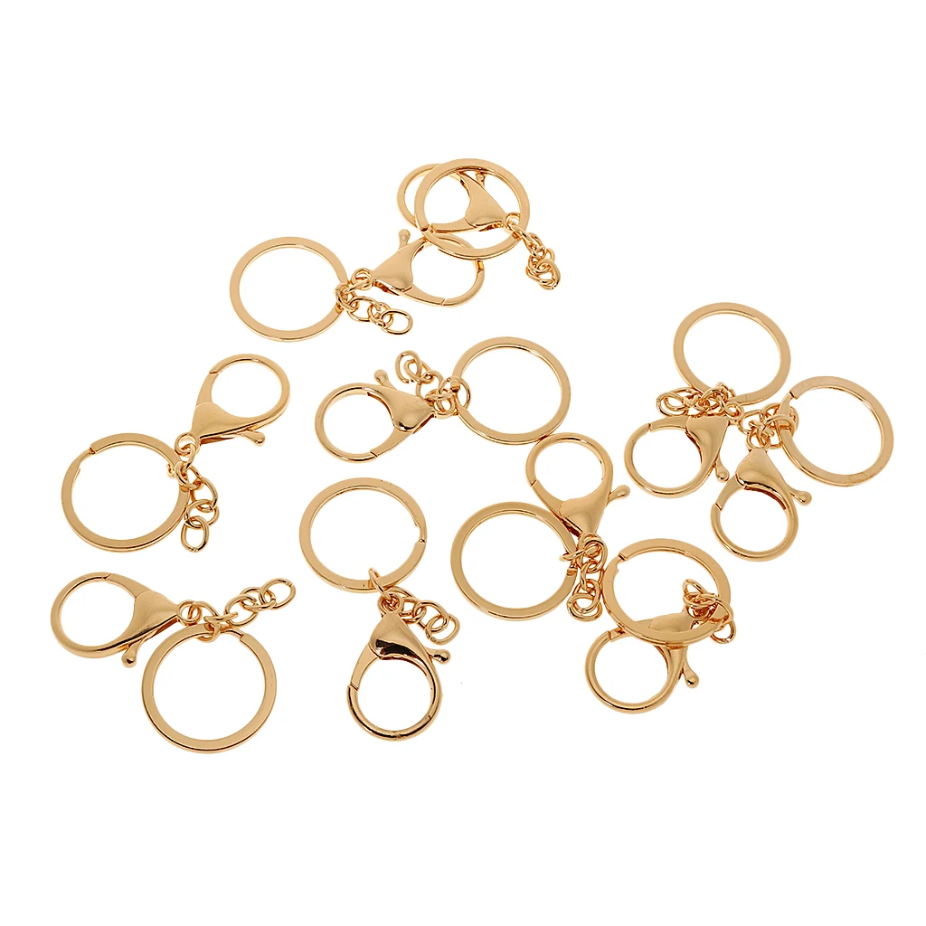 

10pcs Alloy Gold Lobster Clasp Clips Keychains Keyring Keychains Key Chain Findings for DIY Making