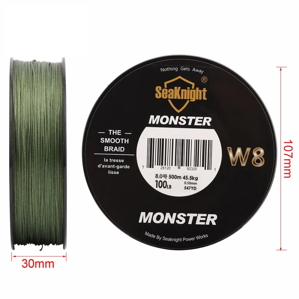 SeaKnight W8 Braided Fishing Line 500M 8 Strands Wire Carp Fishing 15 20 30 40 50 80 100LB PE Multifilament Line