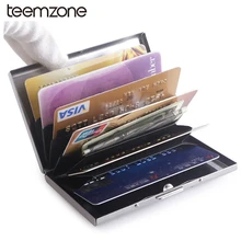 Лидер продаж тонкий для женщин и мужчин; унисекс; Туфли болт из нержавеющей стали зеркало ID держатель для карт чехол 6 пакета(ов) по кредитным картам Прохладный серебрянная пуговица открытая J50