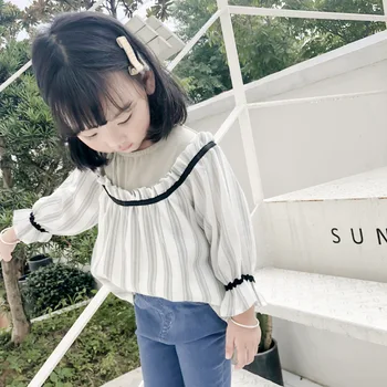 

Autumn 2018 New Baby Girl Blouse Kid Ruffles Blouses Toddler Girls Long Sleeve Striped Flounce Tops Blouse Cute Clothes Shirt