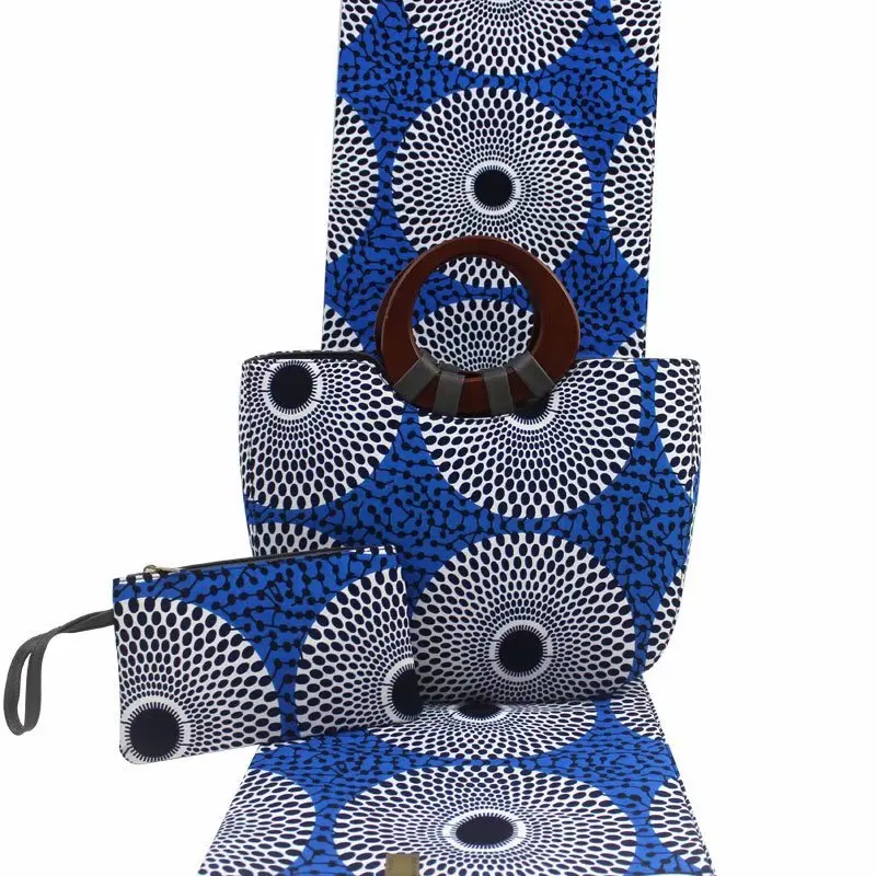 

2019 Latest african wax bag set match 6 yards real wax fabric high quality,Beautiful design women's wax handbag