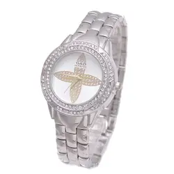 GDFSY роскошные женские кварцевые наручные часы с серебряными кристаллами модные женские часы браслет из нержавеющей стали подарки W009