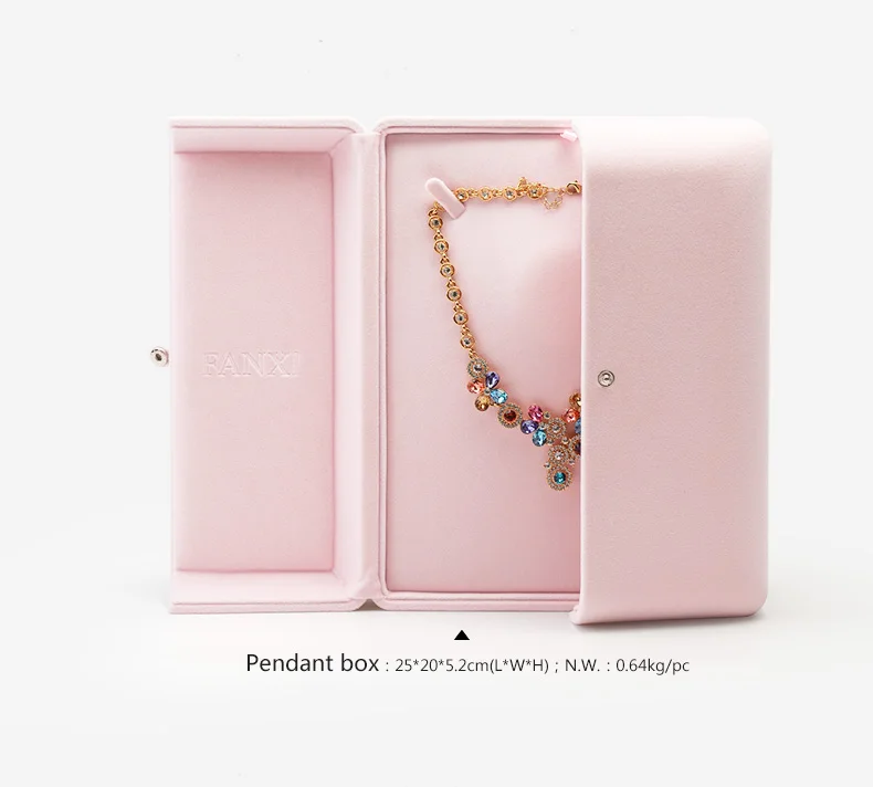 Oirlv Pink Velvet Jewelry Box Necklace Ring Bangle Buckle Box Display Storage Wedding Bride for Trad Showcase (10)