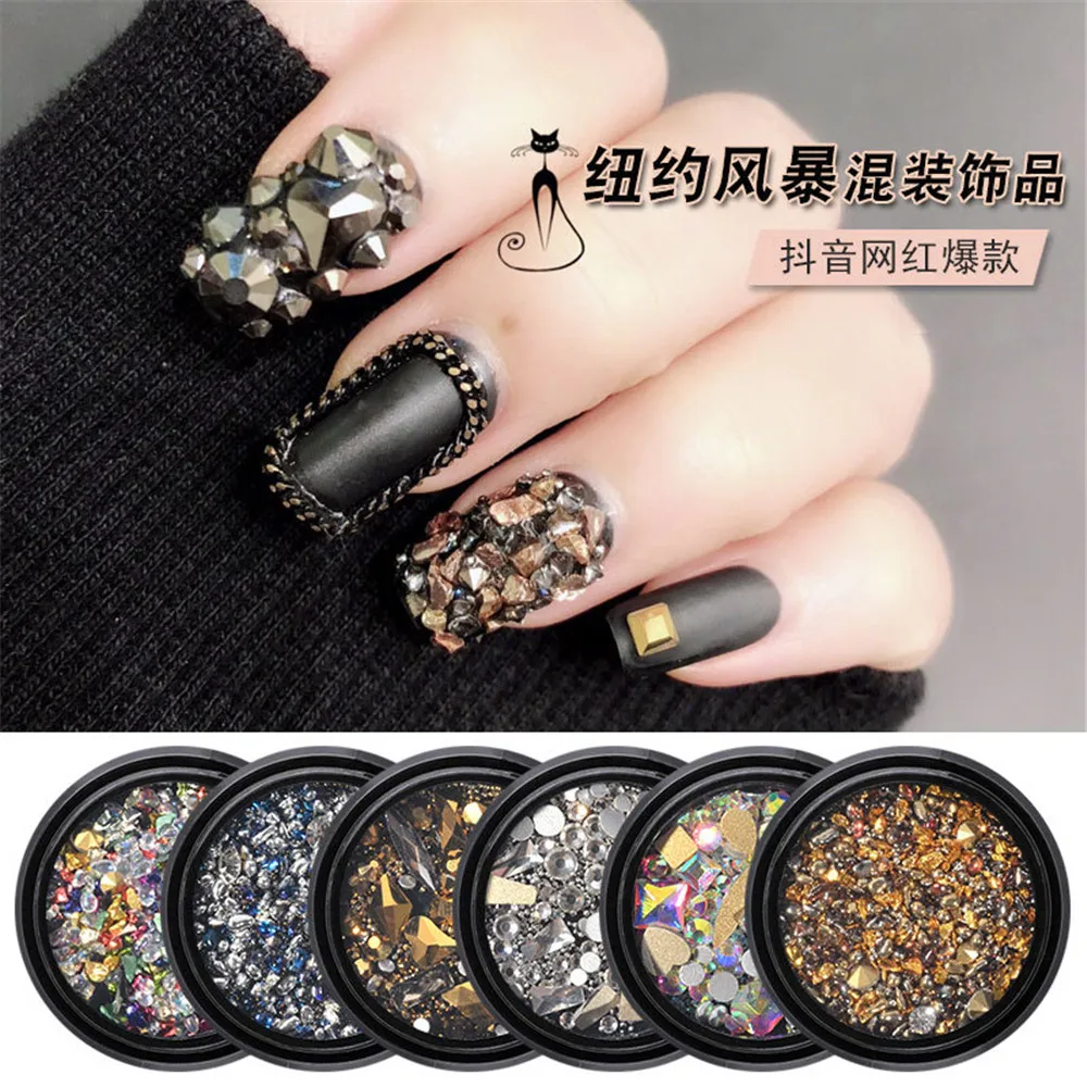 

1 Box Mixed Colorful Charming Rhinestones For Nails 3D Crystal Stones For Nail Art Decorations Diy Design Manicure Diamonds