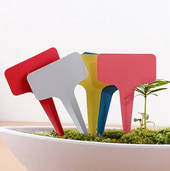 

100pcs Plastic Plant T-type Tags Markers Nursery Garden Labels Signs Plant Hanging Tags Gray 6 x10cm