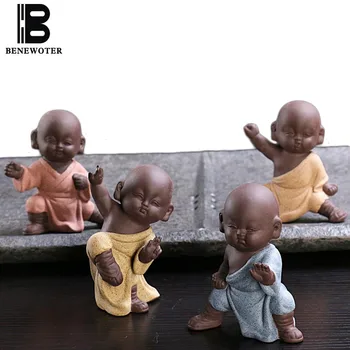 

Yixing Purple Clay Auspicious Kung Fu Monk Tea Pet Office Desktop Small Decoration Crafts Birthday Gifts Souvenir Mini Statues