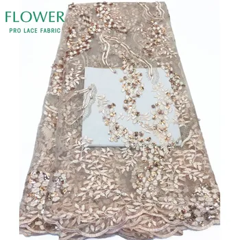 

Dazzling Design 2019 African Lace Fabric Sequins Stones Embroidery French Mesh Tulle Laces With Sequined Party Net Lace Material