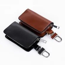 6 шт./лот, кожаный чехол для автомобильного ключа в стиле ретро, держатель для монет, кольцо на цепочке для женщин и мужчин, брелок для ключей на молнии, ключница, органайзер для ключей