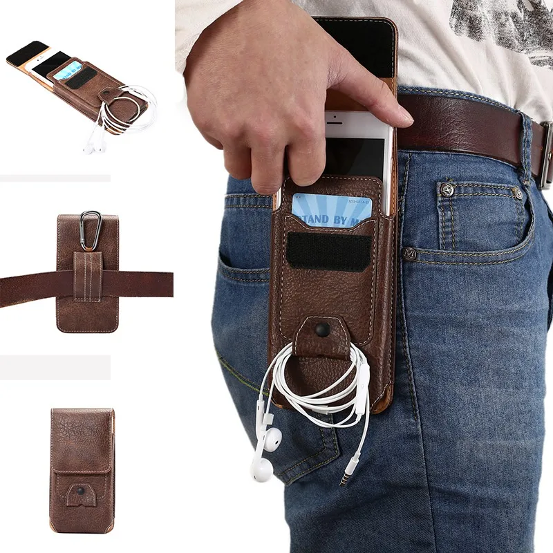 5.5 Inch Leather Phone Pouch Bags Hook Loop Belt Clip Case For Samsung Galaxy S6 S7 Edge iPhone 7 7Plus 6 6s Plus Redmi 4