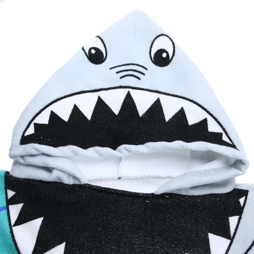Пляжное полотенце с рисунком акулы, детский плащ с капюшоном, мультяшное полотенце для девочки, впитывающее полотенце, детские салфетки