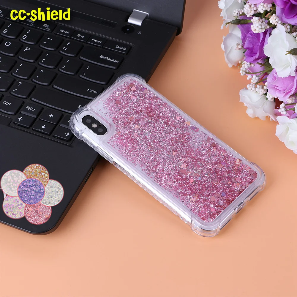 

TPU Case for Apple iPhone X Fashion Dynamic Flow Liquid Flash Crystal Clear Back Cover for Apple iPhoneX Soft silicone Case capa